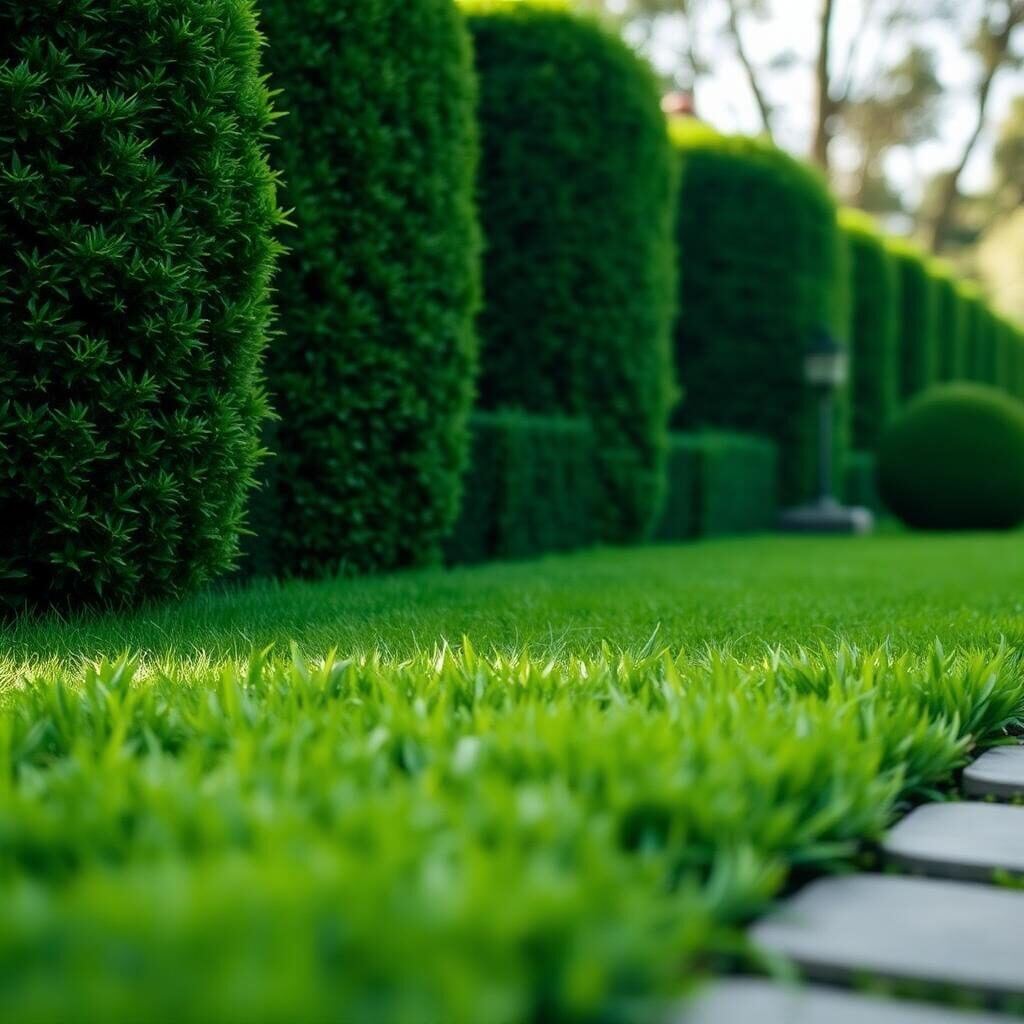 Manicured estate grounds with trimmed hedges, pressure-washed walkways, and pristine drive aisle for commercial property management.